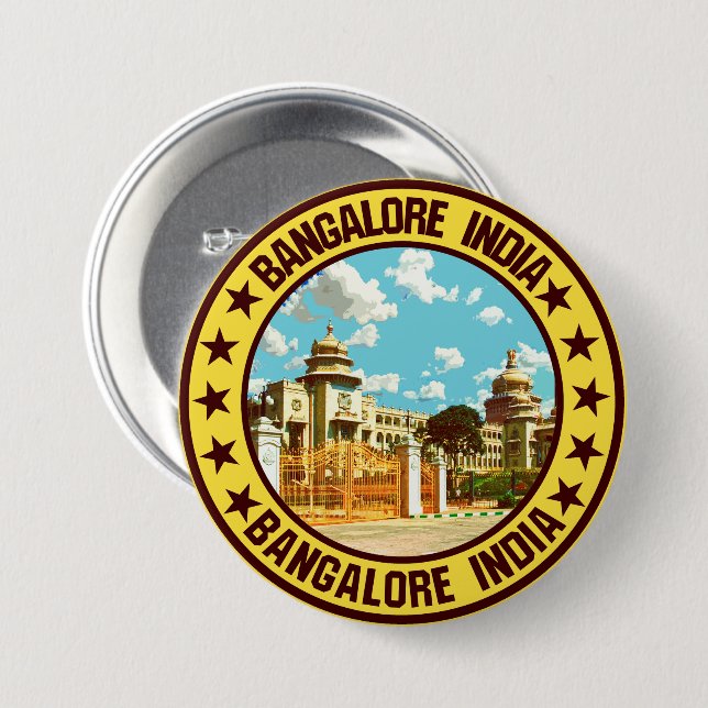 Badge Rond 7,6 Cm Bangalore (Devant & derrière)