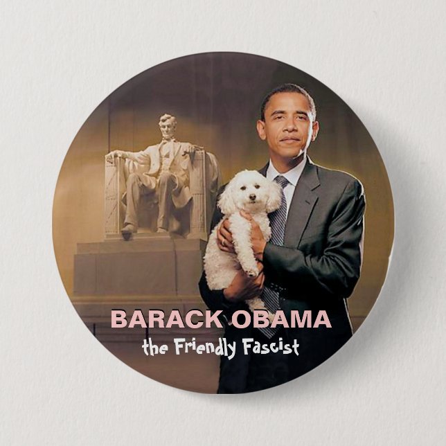 Badge Rond 7,6 Cm Barack Obama, le fasciste amical (Devant)