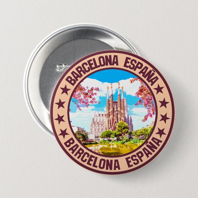 Badge Rond 7,6 Cm Barcelone (Devant & derrière)