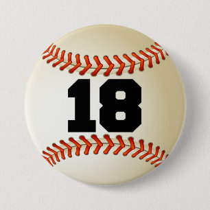 Badge Rond 7,6 Cm Base-ball du numéro 18