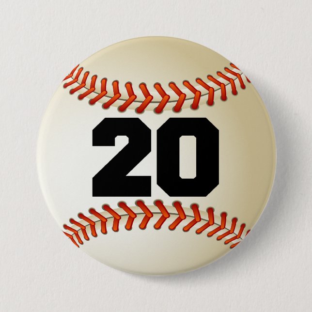 Badge Rond 7,6 Cm Base-ball du numéro 20 (Devant)