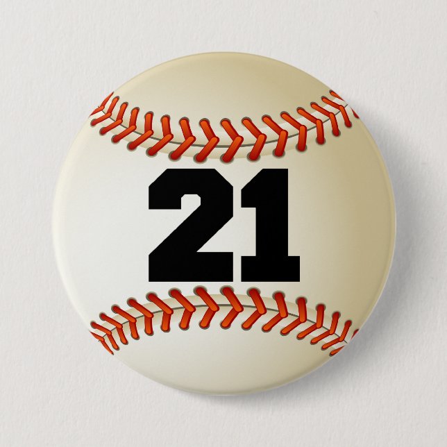 Badge Rond 7,6 Cm Base-ball du numéro 21 (Devant)