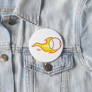 Badge Rond 7,6 Cm Baseball en feu