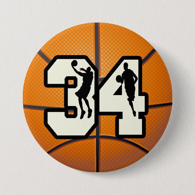 Badge Rond 7,6 Cm Basket-ball du numéro 34 (Devant)