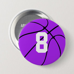 Badge Rond 7,6 Cm Basket-ball mauve personnalisé Numéro ou lettre de