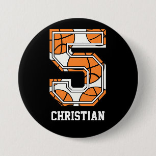 Badge Rond 7,6 Cm Basket-ball personnalisé numéro 5