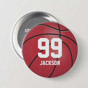 Badge Rond 7,6 Cm Basket rouge   Bouton Personnaliser