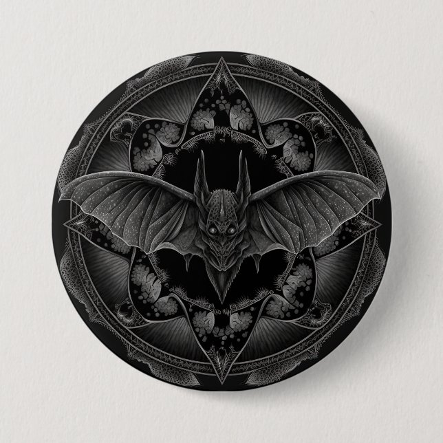 Badge Rond 7,6 Cm Bat Gothic Dark, Ai Généré Design (Devant)