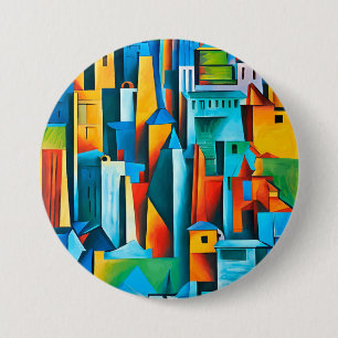 Badge Rond 7,6 Cm Bâtiments Cityscape Abstraits Gratte-ciel Art