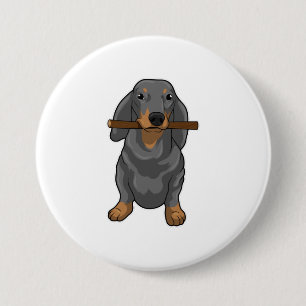 Badge Rond 7,6 Cm Bâton Dachshund
