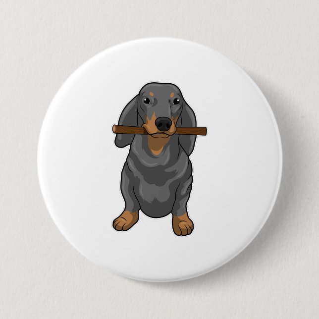 Badge Rond 7,6 Cm Bâton Dachshund (Devant)