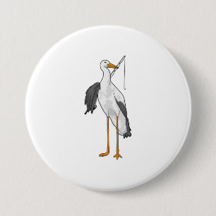 Badge Rond 7,6 Cm Batterie de pêche à la cigogne