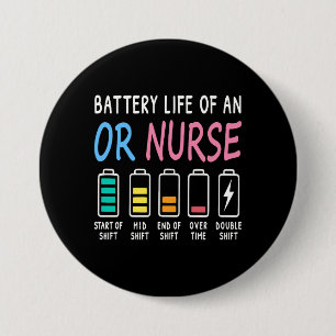 Badge Rond 7,6 Cm Batterie de vie d'un graphique d'humour d'infirmiè