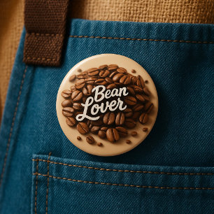 Badge Rond 7,6 Cm Bean Lover Coffee Beans
