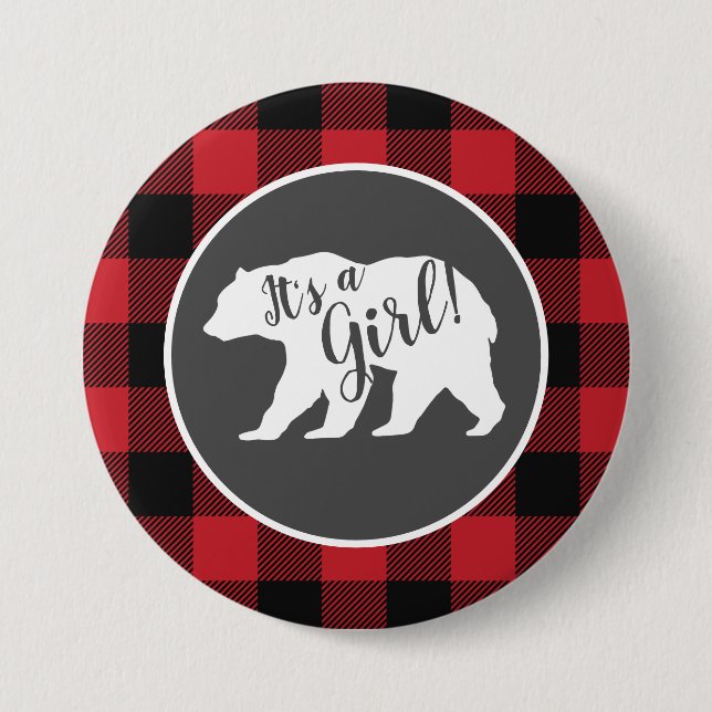 Badge Rond 7,6 Cm Bear Baby shower Woodland Lodge (Devant)