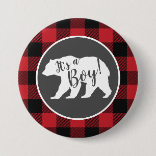 Badge Rond 7,6 Cm Bear Baby shower Woodland Lodge