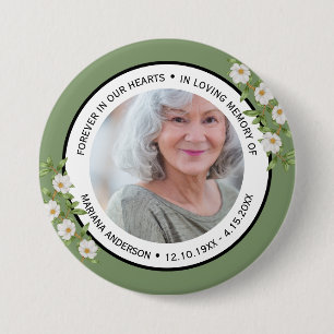 Badge Rond 7,6 Cm Beau Beau Vert Sauge Floral En Souvenir De