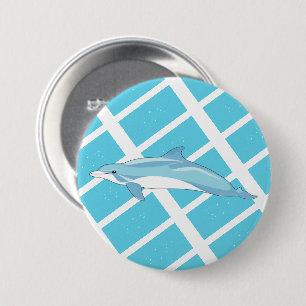 Badge Rond 7,6 Cm Beau dauphin bleu en mer
