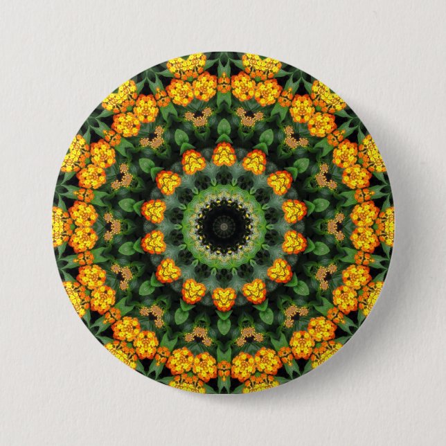 Badge Rond 7,6 Cm Beau kaléidoscope orange et jaune 2 de Lantana (Devant)
