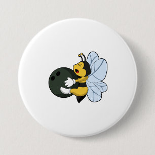 Badge Rond 7,6 Cm Bee at Bowling