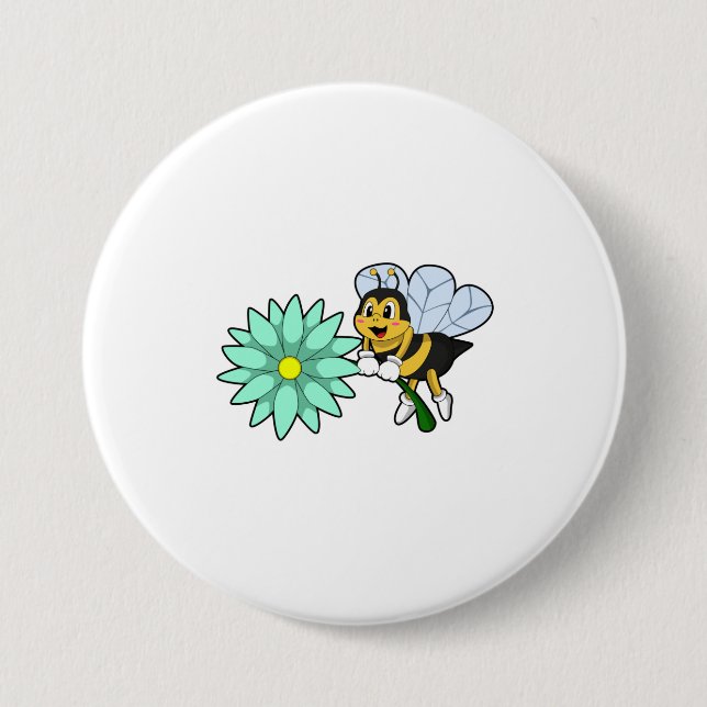 Badge Rond 7,6 Cm Bee with flower.PNG (Devant)