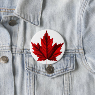 Badge Rond 7,6 Cm Belle feuille d'érable d'automne