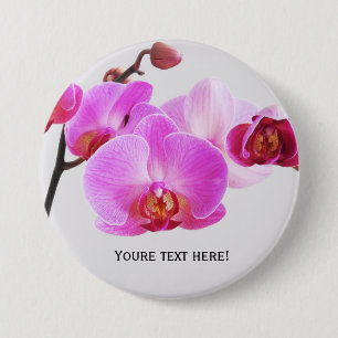 Badge Rond 7,6 Cm Belles Orchidées Roses