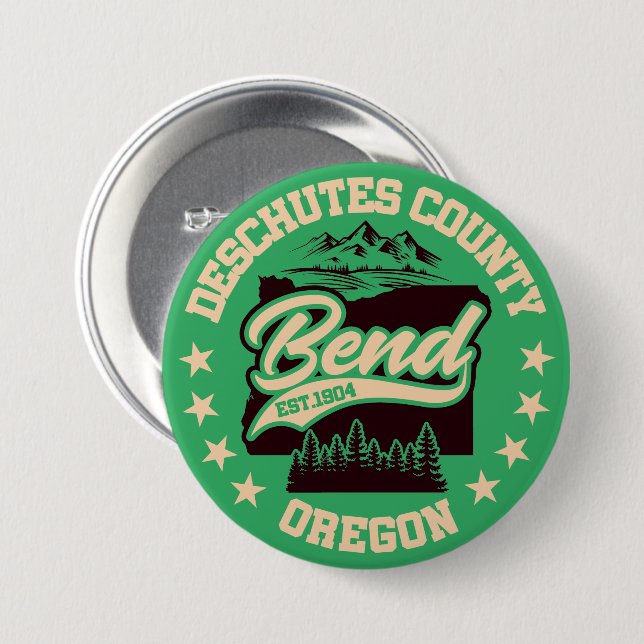 Badge Rond 7,6 Cm Bend, Oregon (Devant & derrière)