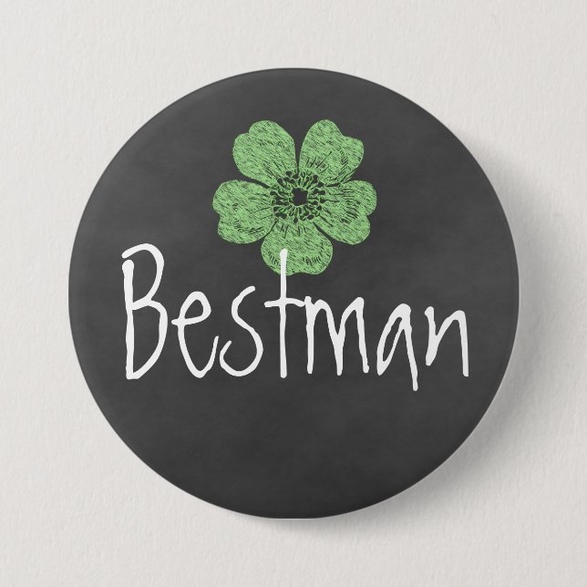Badge Rond 7,6 Cm Bestman Wild Green Roses (Devant)