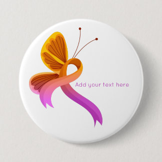 Badge Rond 7,6 Cm Beurre-ruban de sensibilisation à l'orchidée et à