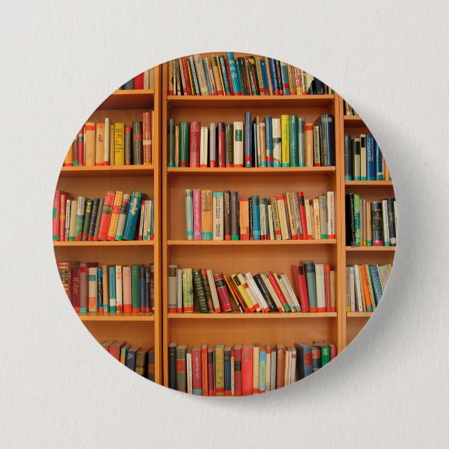 Badge Rond 7,6 Cm Bibliothèque Livres Librairie Vêtements de livres  (Devant)