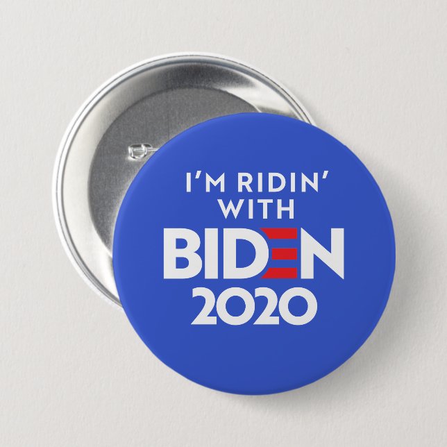 Badge Rond 7,6 Cm BIDEN 2020 - Ridin avec Biden (Devant & derrière)