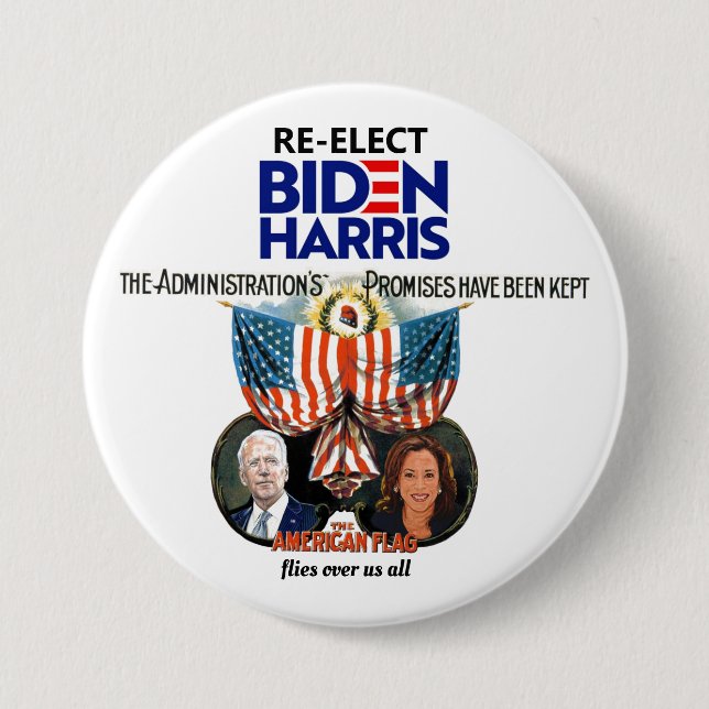 Badge Rond 7,6 Cm Biden Harris 2024 (Devant)