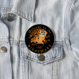 Badge Rond 7,6 Cm Bienvenue dans la coutume du Citrouille Halloween 