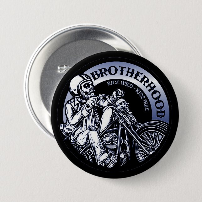 Badge Rond 7,6 Cm Biker Brotherhood (Devant & derrière)