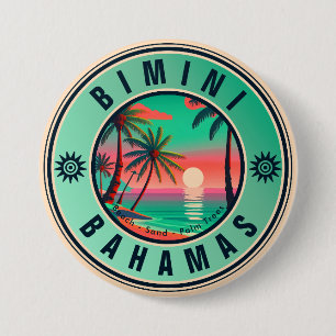 Badge Rond 7,6 Cm Bimini Bahamas Retro Sunset Travel Souvenir 1950