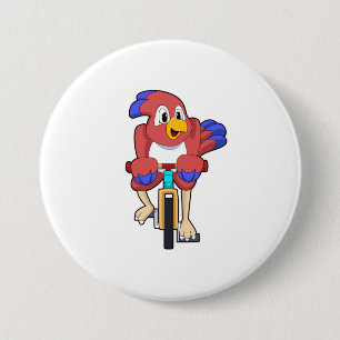 Badge Rond 7,6 Cm Bird with bicycle