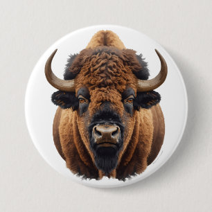 Badge Rond 7,6 Cm Bison / Buffle