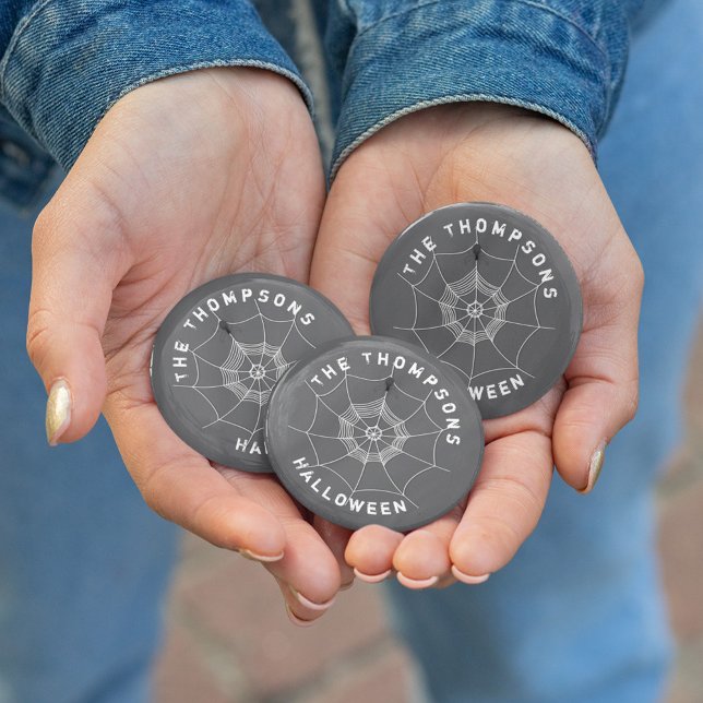 Badge Rond 7,6 Cm Black and White Spider Web Halloween Personnalisé (Halloween spider web custom buttons)