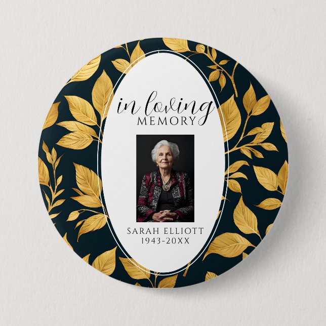 Badge Rond 7,6 Cm Black & Gold memory of loved one  (Devant)