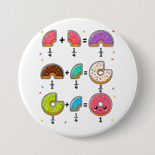 Badge Rond 7,6 Cm Blagues de maths sur les fractions de beignets