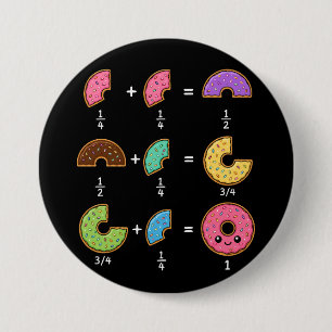 Badge Rond 7,6 Cm Blagues de maths sur les fractions de beignets