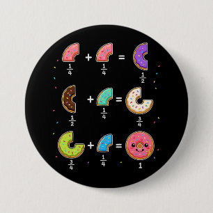 Badge Rond 7,6 Cm Blagues de maths sur les fractions de beignets