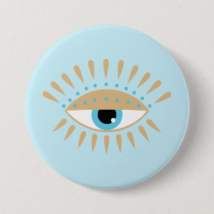Badge Rond 7,6 Cm Bleu oculaire grec