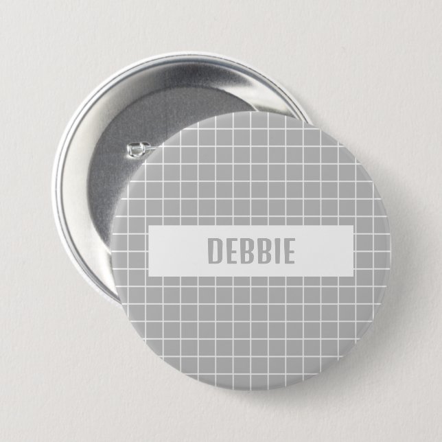 Badge Rond 7,6 Cm Blocs de carreaux gris et blanc personnalisés (Devant & derrière)