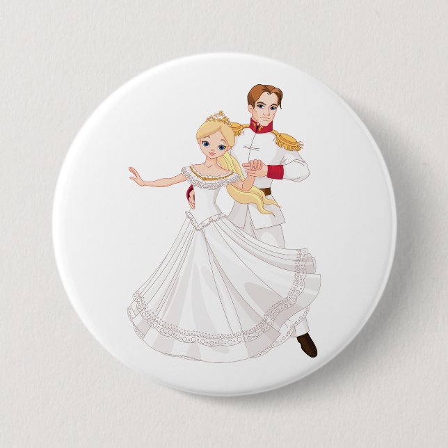 Badge Rond 7,6 Cm Blonde Princess and Charming Prince Fairytale (Devant)
