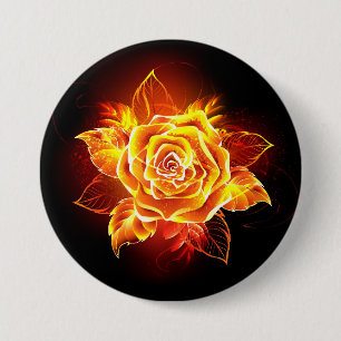 Badge Rond 7,6 Cm Blooming Fire Rose