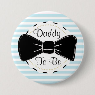 Badge Rond 7,6 Cm Blue Stripes Daddy to be Bow Cravate Baby shower