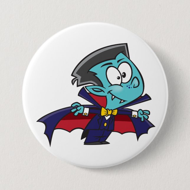 Badge Rond 7,6 Cm Blue Vampire Boy with Cape Cute Dracula (Devant)