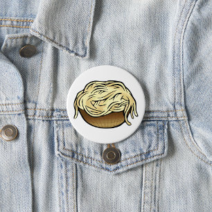 Badge Rond 7,6 Cm Bol de spaghetti Alimentation de nouilles de pâtes